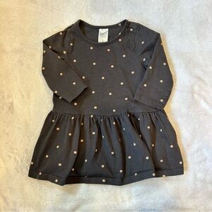 3/$18 H&M Dark Gray Dress with Taupe polka dots. SZ 4-6M